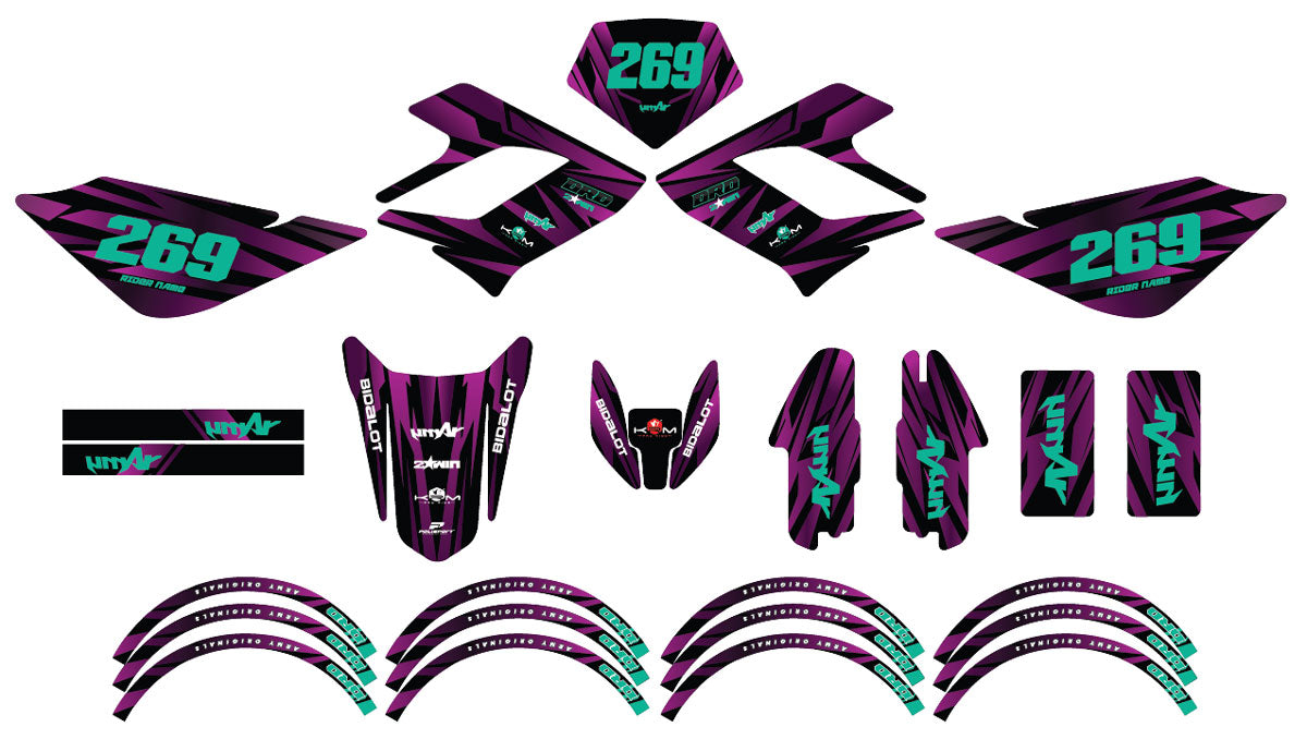 50cc Graphics kit Derbi DRD Racing Purple Rain