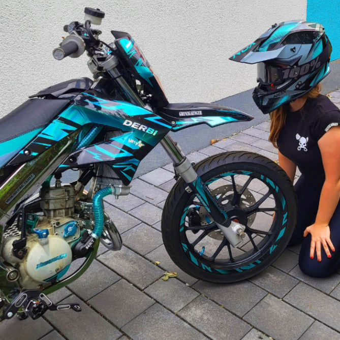 kit de decoración Derbi Senda holográfico azul y negro