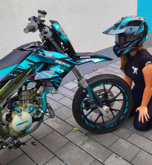 Dekorationssatz Derbi Senda holographisch blau und schwarz