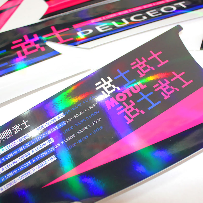Impression de kit déco pour Peugeot Speedfight avec une finition holo prismatique