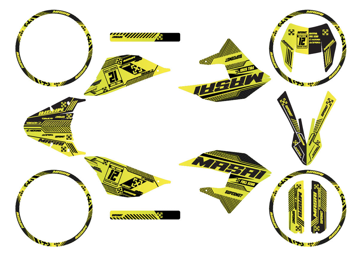 50cc Graphics kit Masai X-Ray 2019-2025 Greenline | motorcycle stickers | 50cc customization | armysctv