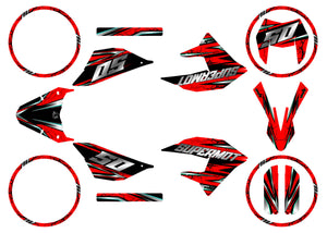 Deko-sett 50cc Masai X-Ray 2019-2025 Illuzion | motorsykkelklistremerker | tilpasning 50cc | armysctv