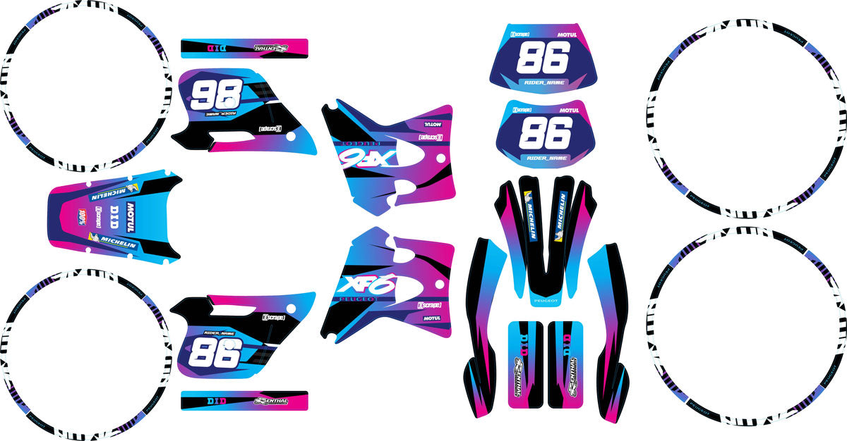 Kit déco 50cc Peugeot XP6 1997-2003 Blast | autocollants moto | personnalisation 50cc | armysctv