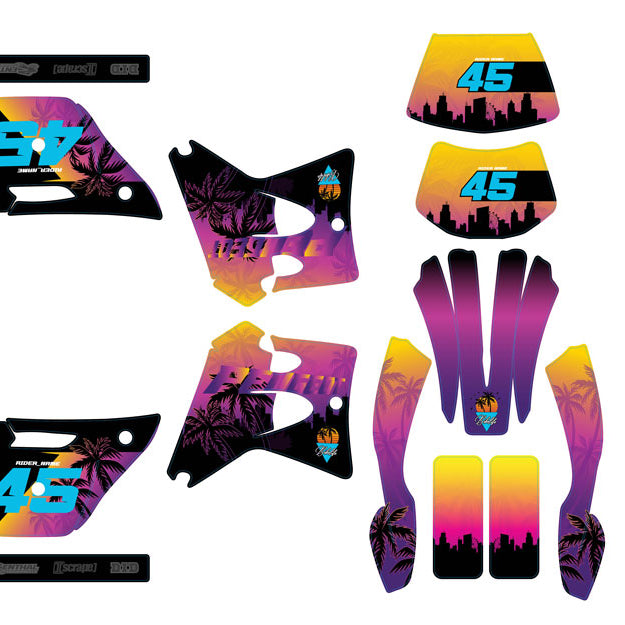 Kit déco 50cc Peugeot XP6 1997-2003 Miami | autocollants moto | personnalisation 50cc | armysctv