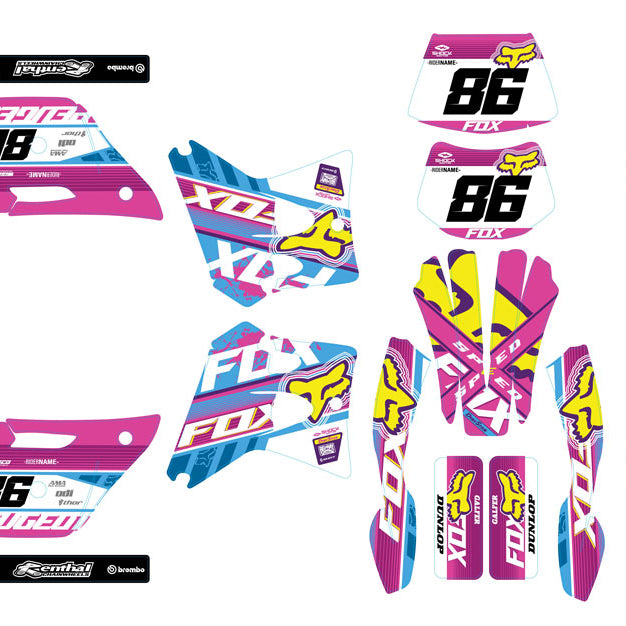 Kit déco 50cc Peugeot XP6 1997-2003 Pink Fox | autocollants moto | personnalisation 50cc | armysctv