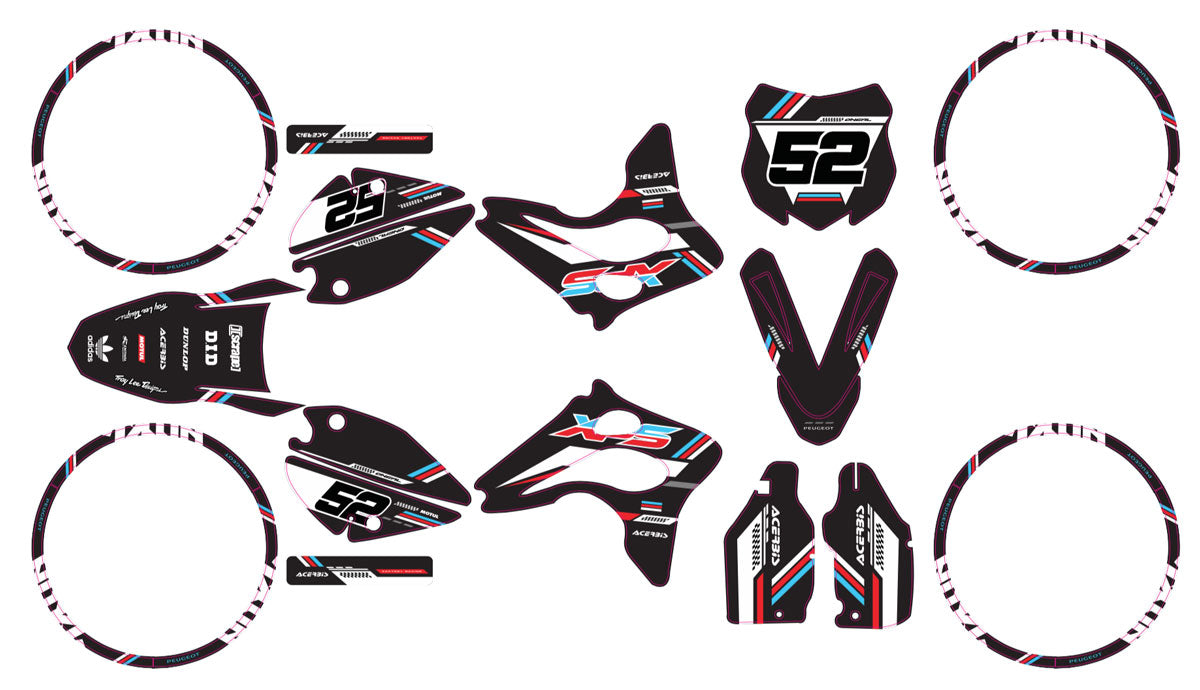 Kit déco 50cc Peugeot XPS Street Evo 2 (2004-2008) Black Cat | autocollants moto | personnalisation 50cc | armysctv