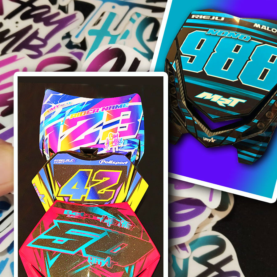 kit deco plaque phare polisport UFX, Beta RR, Rieju MRT et derbi senda