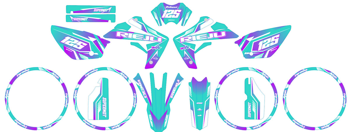 Kit déco Rieju MRT 50cc 2009-2021 MX Sky | autocollants moto | personnalisation 50cc | armysctv
