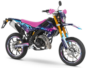 Dekor kit Rieju MRT 50cc 2022-2025 Verrücktes Pink | Motorradaufkleber | Personalisierung 50cc | armysctv