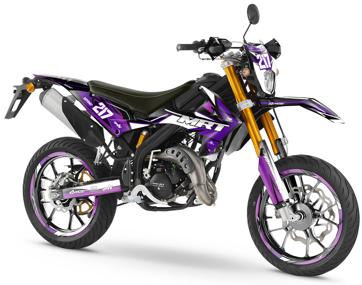 Kit pegatinas Rieju MRT 50cc 2022-2025 Lilaks | pegatinas para moto | personalización 50cc | armysctv
