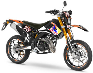 Deko-sett Rieju MRT 50cc 2022-2025 Six Days Old School | motorsykkel klistremerker | tilpasning 50cc | armysctv