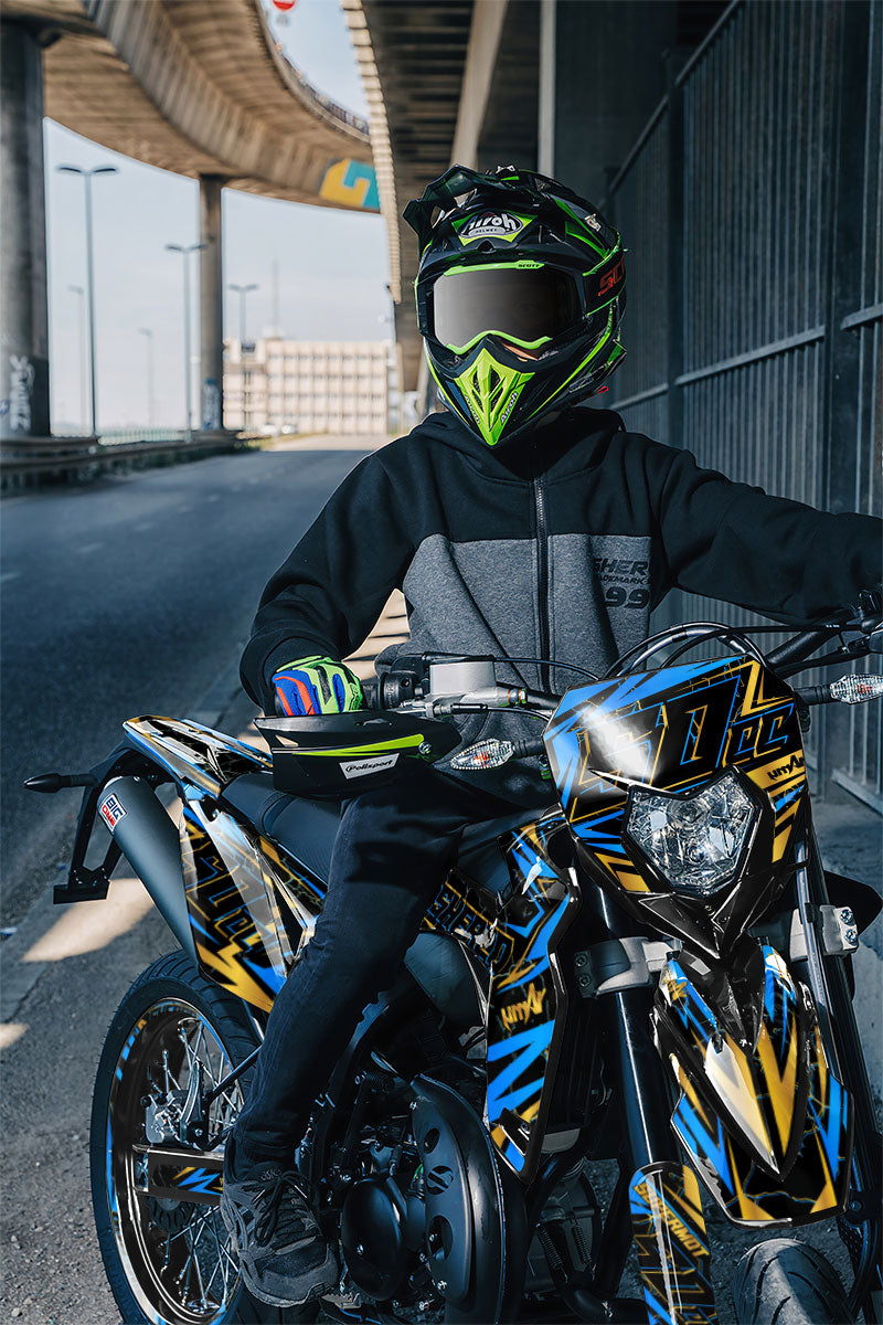 Kit déco Sherco 50cc 2017-2025 Bleuz | autocollants moto | personnalisation 50cc | armysctv
