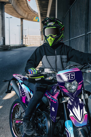 Dekor kit Sherco 50cc 2017-2025 Verrücktes Pink | Motorradaufkleber | Personalisierung 50cc | armysctv