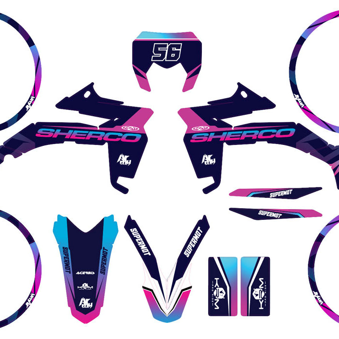 Kit pegatinas Sherco 50cc 2017-2025 Rosa loco | pegatinas para moto | personalización 50cc | armysctv
