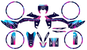 Dekor kit Sherco 50cc 2017-2025 Verrücktes Pink | Motorradaufkleber | Personalisierung 50cc | armysctv
