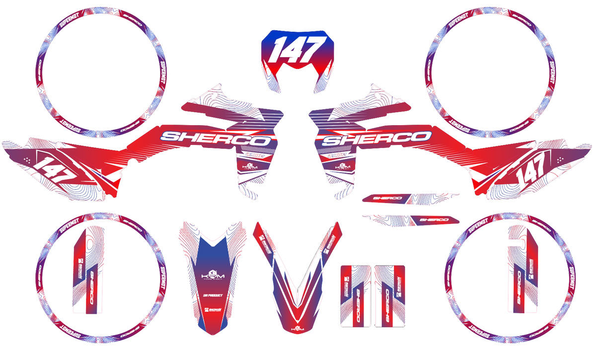 Kit pegatinas Sherco 50cc 2017-2025 Ejército Francia | pegatinas para moto | personalización 50cc | armysctv