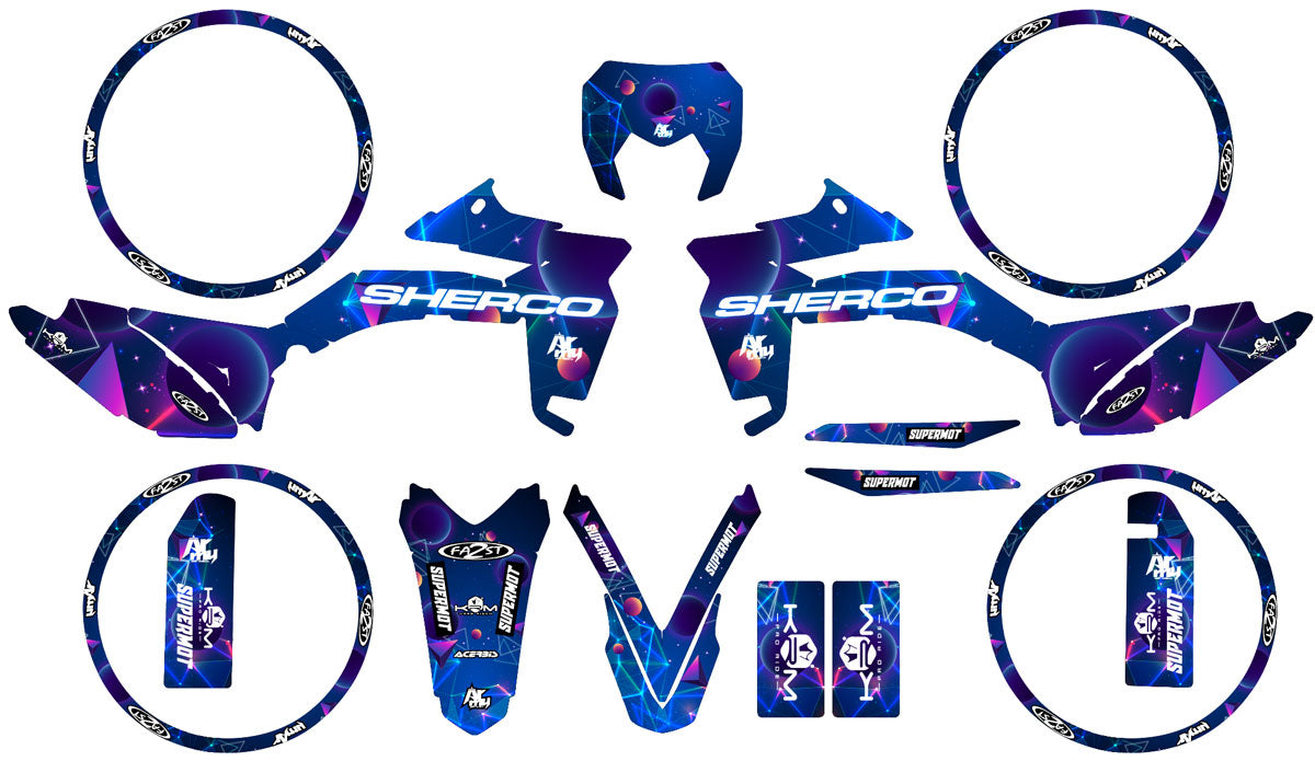 Kit déco Sherco 50cc 2017-2025 Galax | autocollants moto | personnalisation 50cc | armysctv
