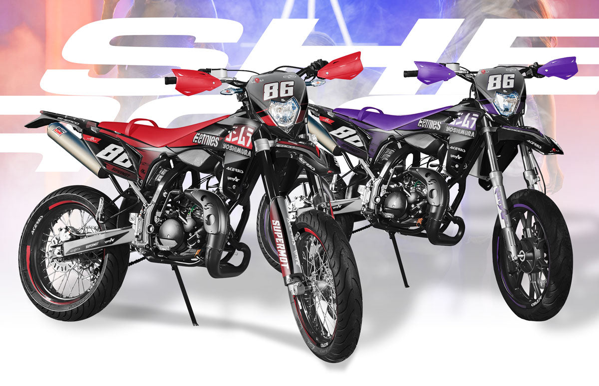 Dekor kit Sherco 50cc SM-SMR 2017-2025 Yoshi | Motorradaufkleber | Personalisierung 50cc | armysctv