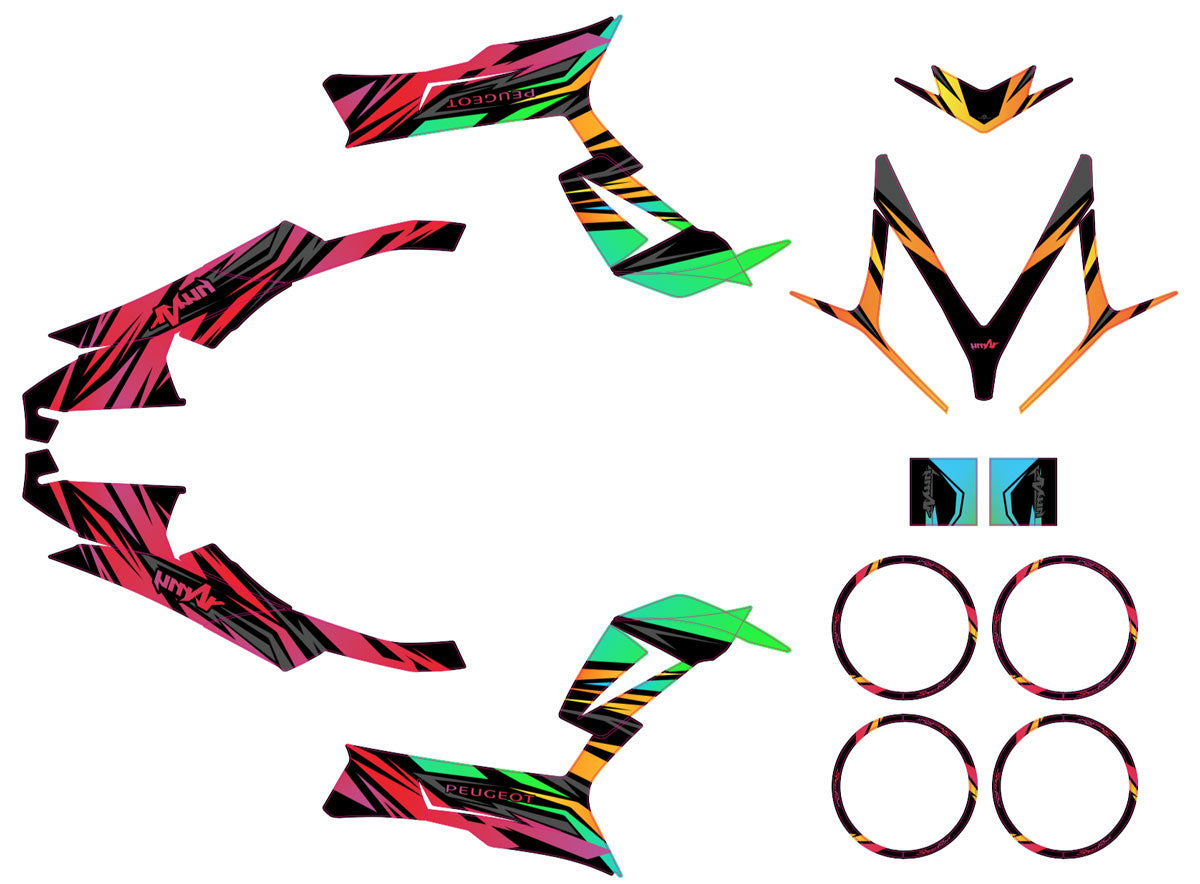 Kit déco Peugeot Speedfight 3 - 2009-2015 Eclipse | autocollants moto | personnalisation 50cc | armysctv