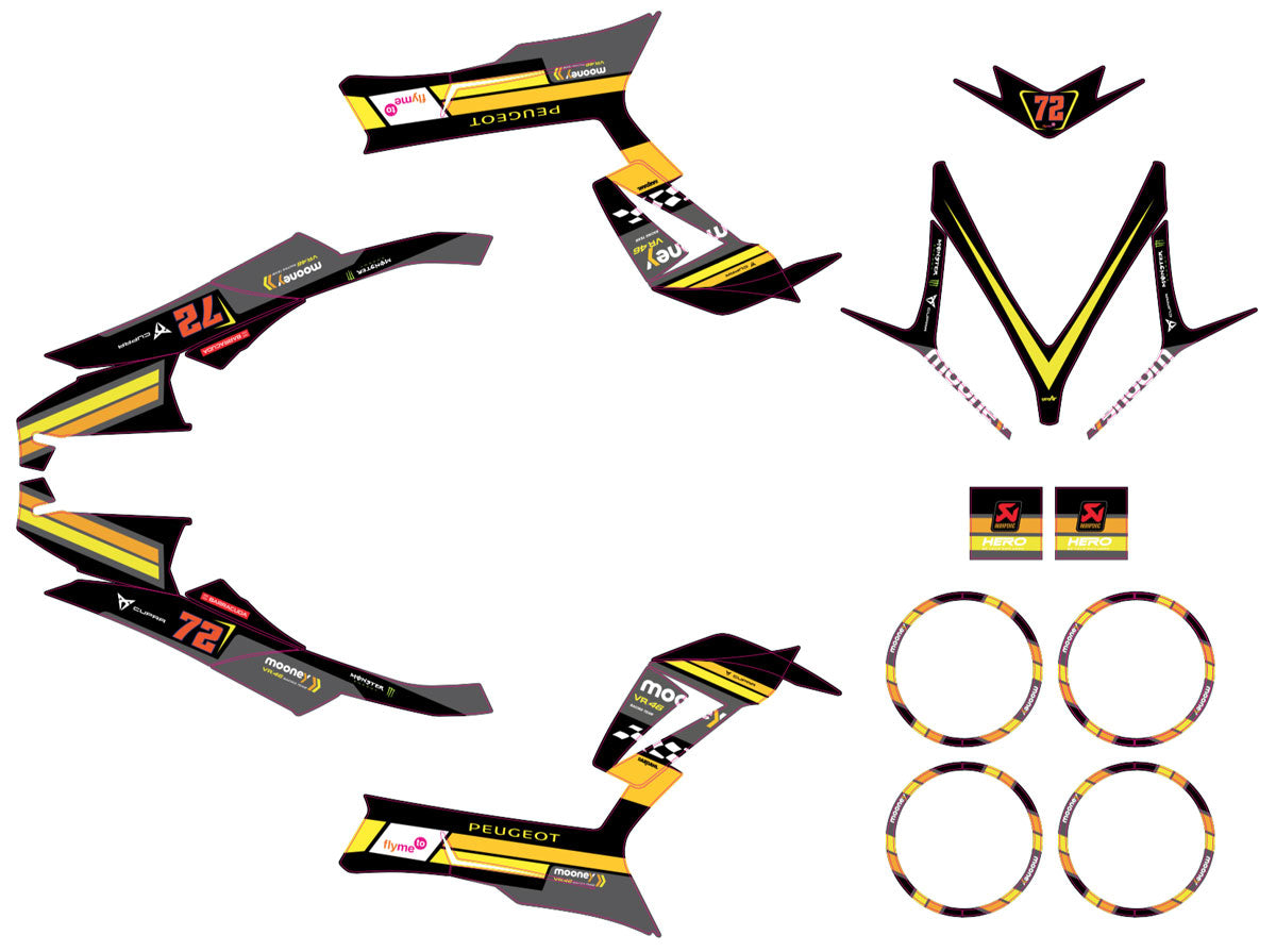Kit déco Peugeot Speedfight 3 - 2009-2015 Mooney | autocollants moto | personnalisation 50cc | armysctv