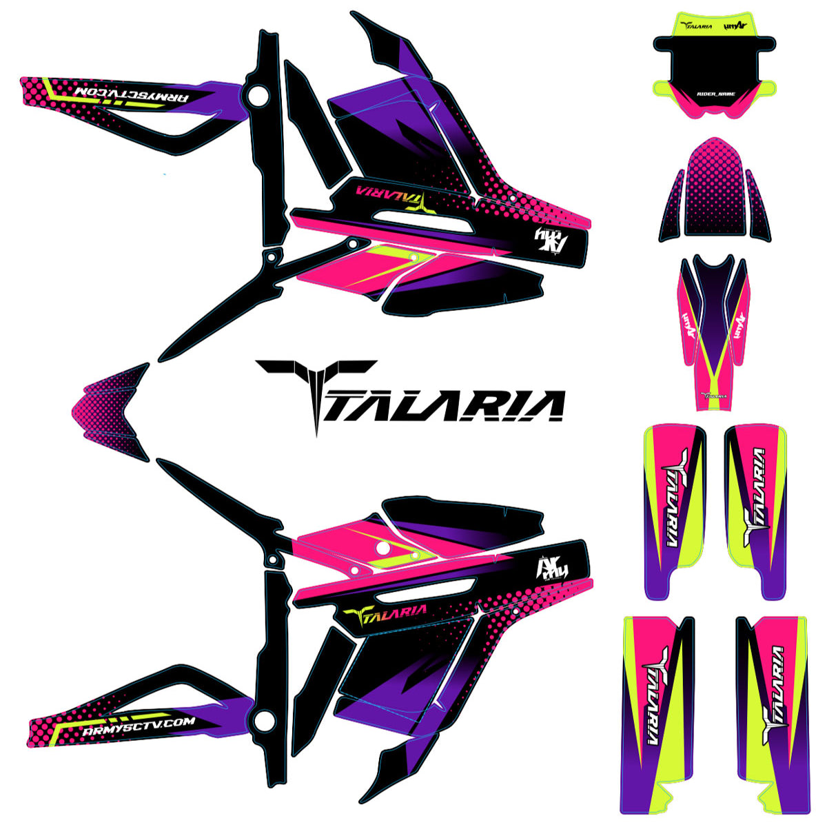 Kit déco Talaria Sting MX3 & R-MX4 Neon | autocollants moto | personnalisation 50cc | armysctv