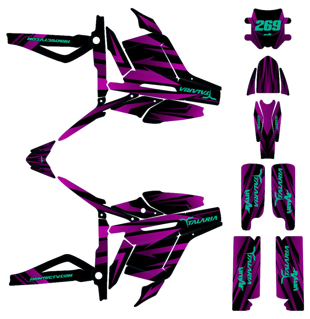 Deko-sett Talaria Sting MX3 & R-MX4 Purple Rain | motorsykkelklistremerker | tilpasning 50cc | armysctv