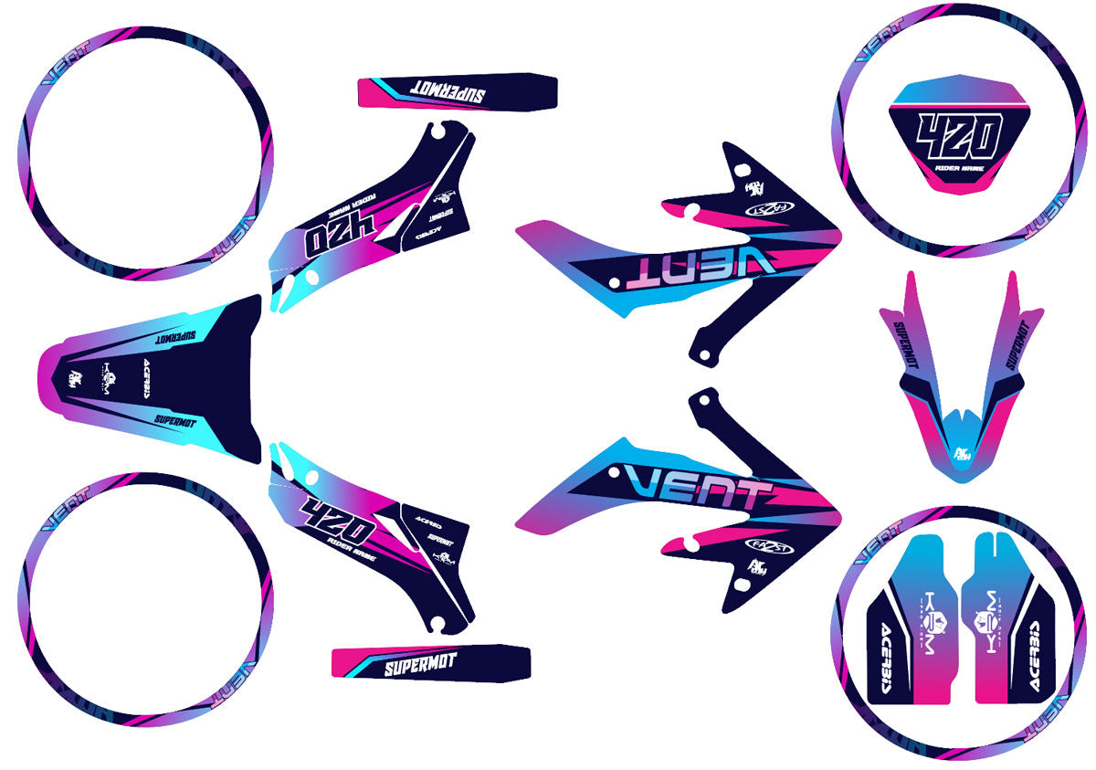 Kit déco Vent Derapage 2019-2020 Crazy Racer | autocollants moto | personnalisation 50cc | armysctv