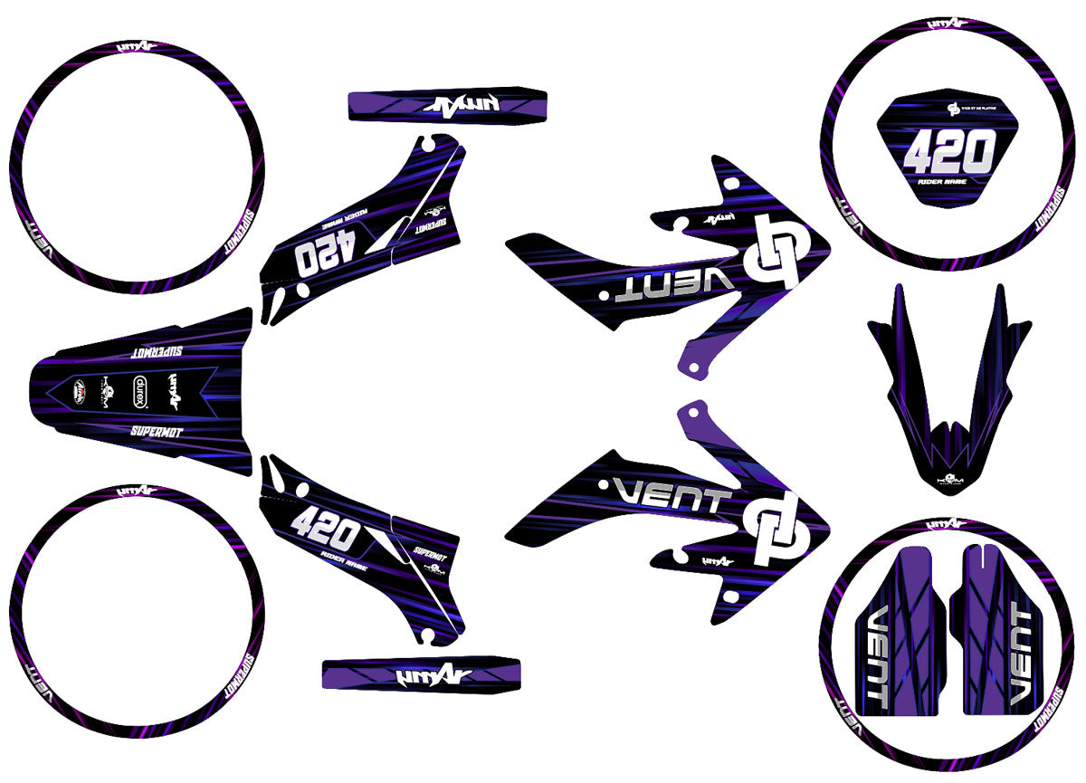 Kit déco Vent Derapage 2019-2020 D'or et de platine | autocollants moto | personnalisation 50cc | armysctv