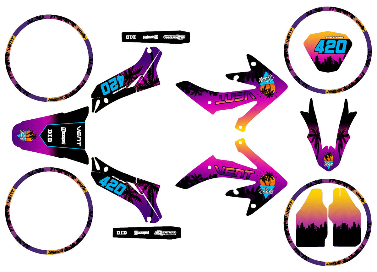 Kit déco Vent Derapage 2019-2020 Miami | autocollants moto | personnalisation 50cc | armysctv