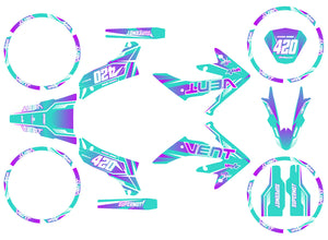 Graphics kit Vent Derapage 2019-2020 MX Sky | motorcycle stickers | 50cc customization | armysctv