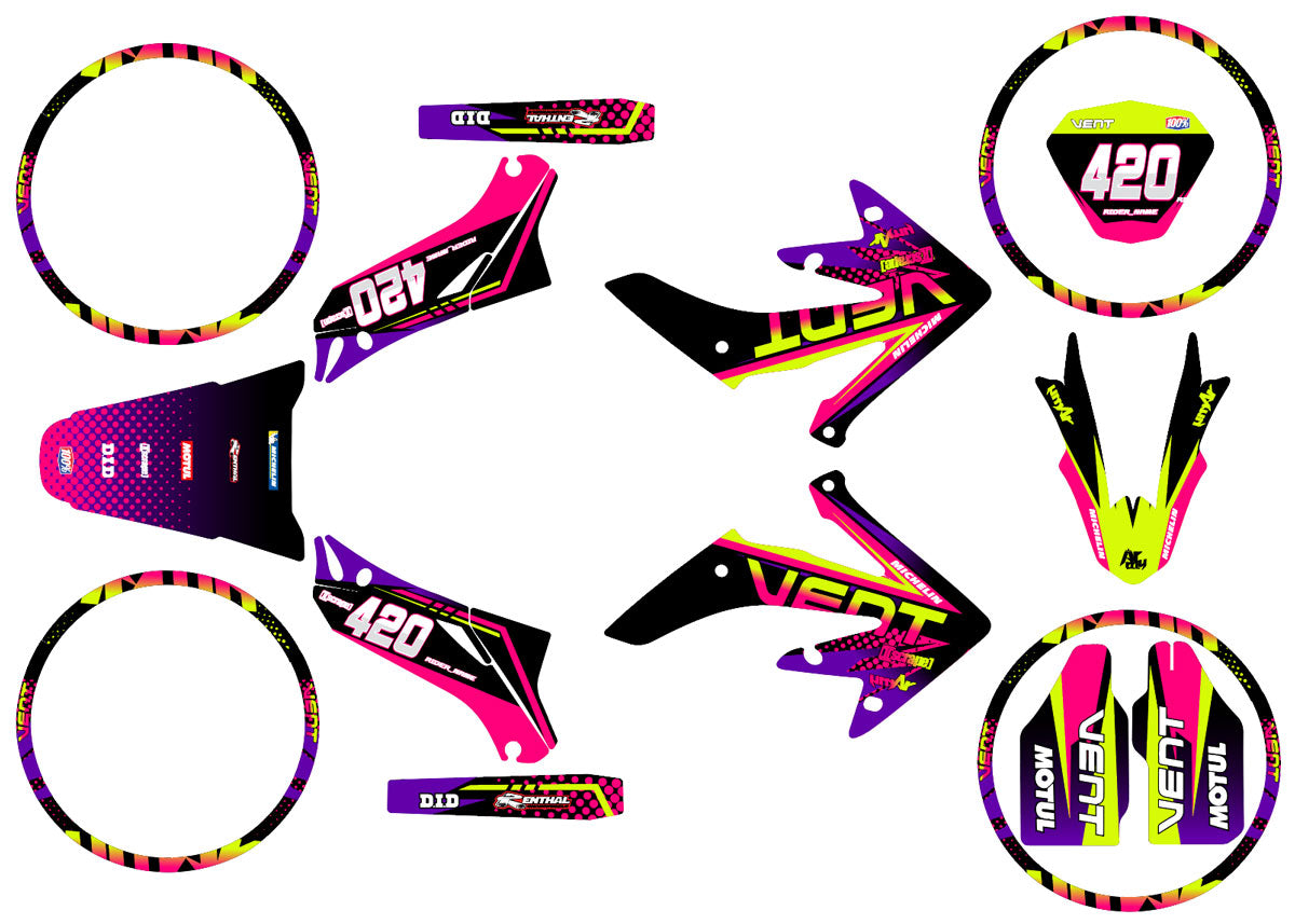 Kit déco Vent Derapage 2019-2020 Neon | autocollants moto | personnalisation 50cc | armysctv