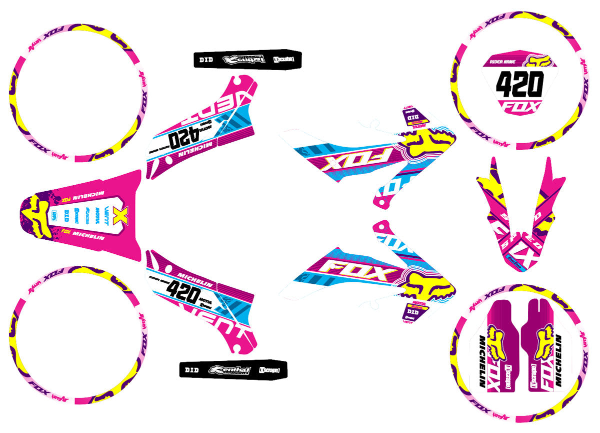 Kit déco Vent Derapage 2019-2020 Pink Fox | autocollants moto | personnalisation 50cc | armysctv