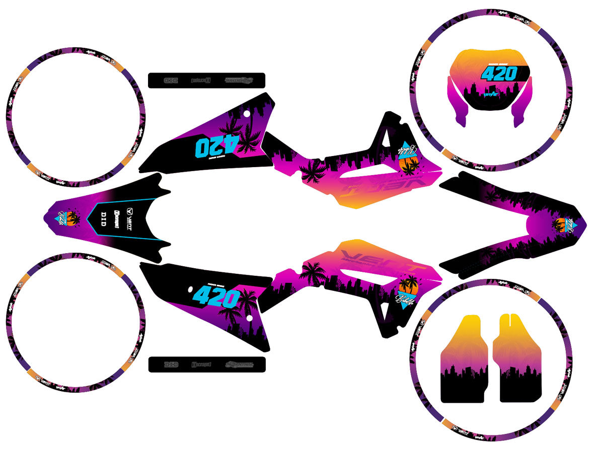 Kit déco Vent Baja 50cc 2023-2024 Miami | autocollants moto | personnalisation 50cc | armysctv