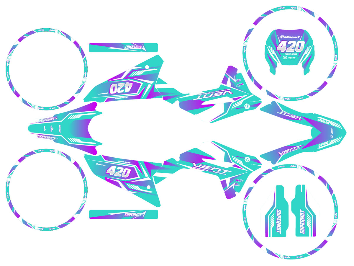 Kit déco Vent Baja 50cc 2023-2024 MX Sky | autocollants moto | personnalisation 50cc | armysctv