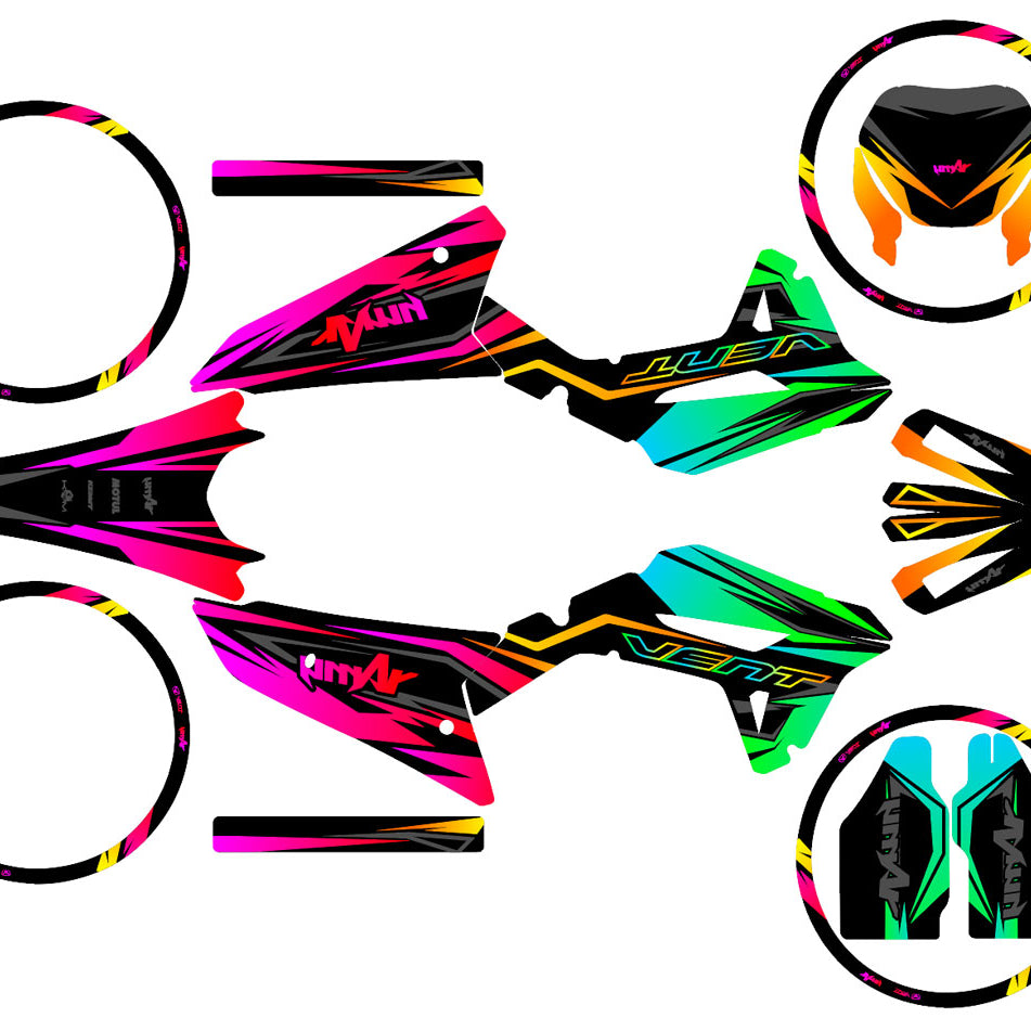 50cc Graphics kit Vent Derapage 50cc 2023-2024 Eclipse | motorcycle stickers | 50cc customization | armysctv