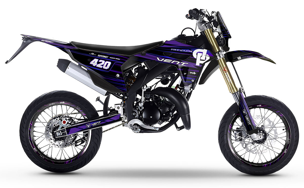 Dekor kit 50cc Vent Derapage 50cc 2023-2024 aus Gold und Platin | Motorradaufkleber | 50cc Personalisierung | armysctv