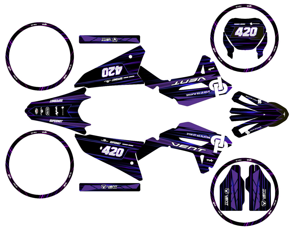 Dekor kit 50cc Vent Derapage 50cc 2023-2024 aus Gold und Platin | Motorradaufkleber | 50cc Personalisierung | armysctv