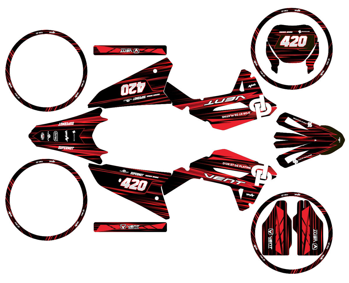 Kit déco 50cc Vent Derapage 50cc 2023-2024 D'or et de platine | autocollants moto | personnalisation 50cc | armysctv