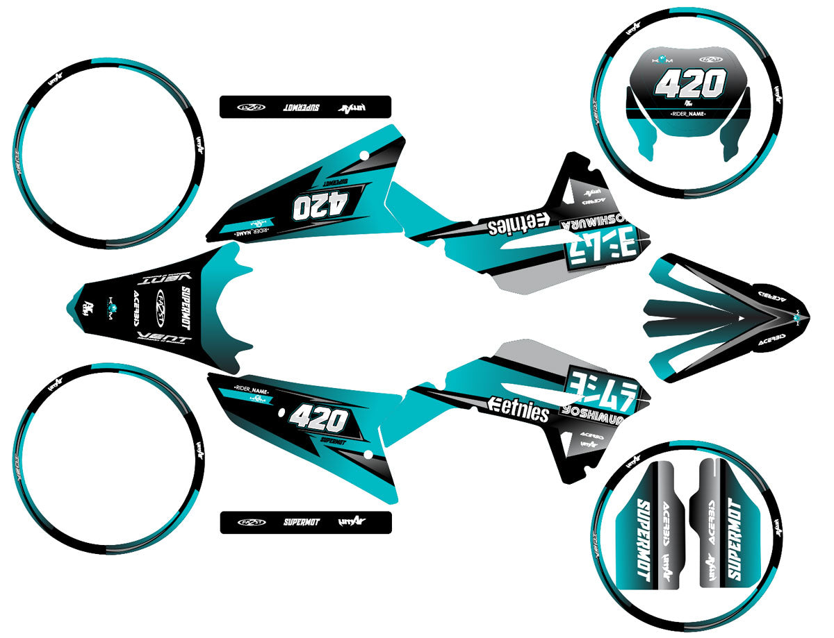 50cc Graphics kit Vent Derapage 50cc 2023-2024 Yoshi | motorcycle stickers | 50cc customization | armysctv