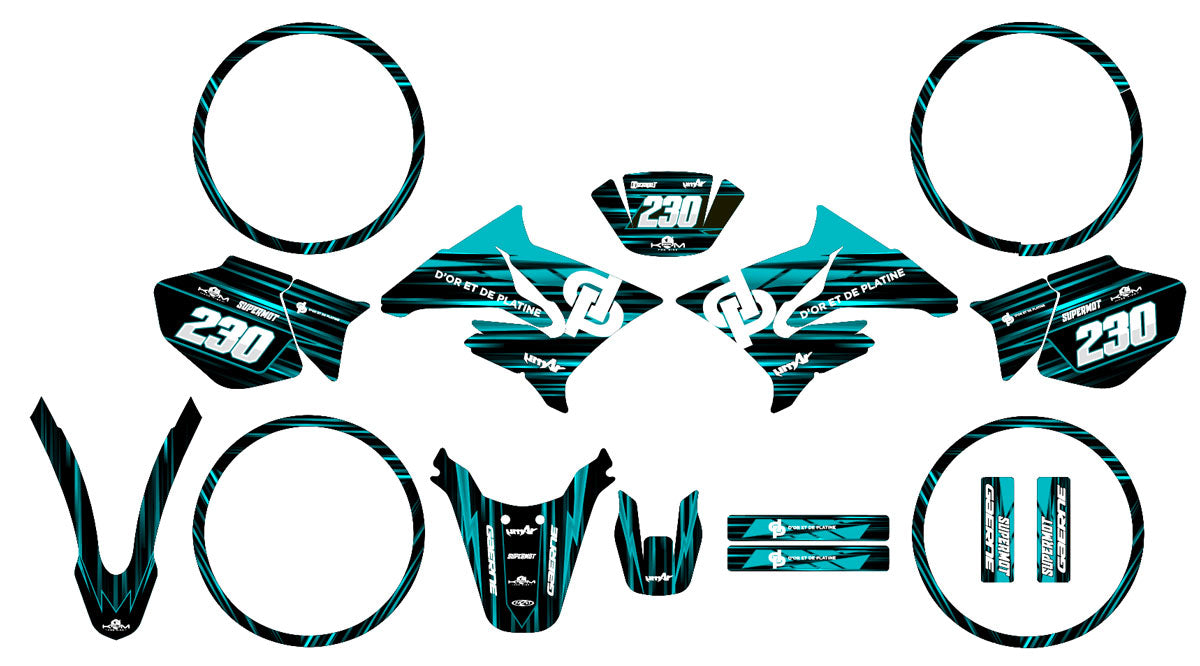 Kit pegatinas 50cc Yamaha DT 2004-2012 de oro y platino | pegatinas para moto | personalización 50cc | armysctv