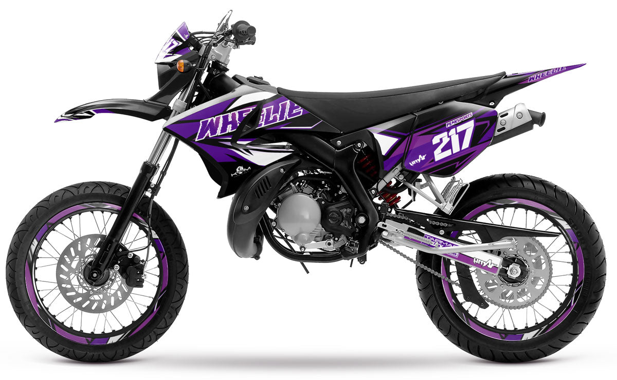 Kit déco 50cc Yamaha DT 2004-2012 Crazy Lilaks | autocollants moto | personnalisation 50cc | armysctv