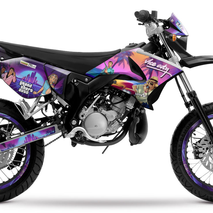 Kit pegatinas 50cc Yamaha DT 2004-2012 Vice City | pegatinas para moto | personalización 50cc | armysctv