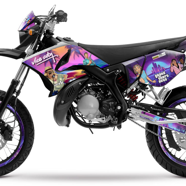 Kit pegatinas 50cc Yamaha DT 2004-2012 Vice City | pegatinas para moto | personalización 50cc | armysctv