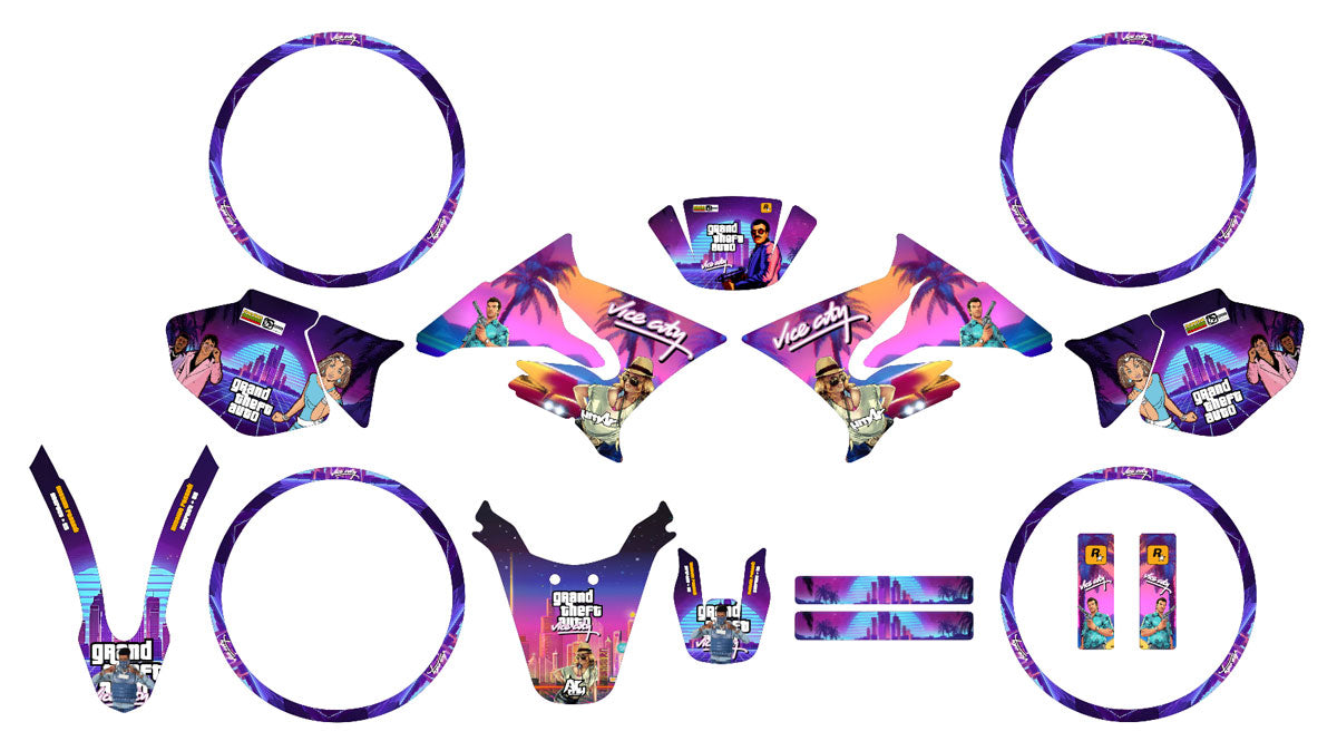 Kit pegatinas 50cc Yamaha DT 2004-2012 Vice City | pegatinas para moto | personalización 50cc | armysctv