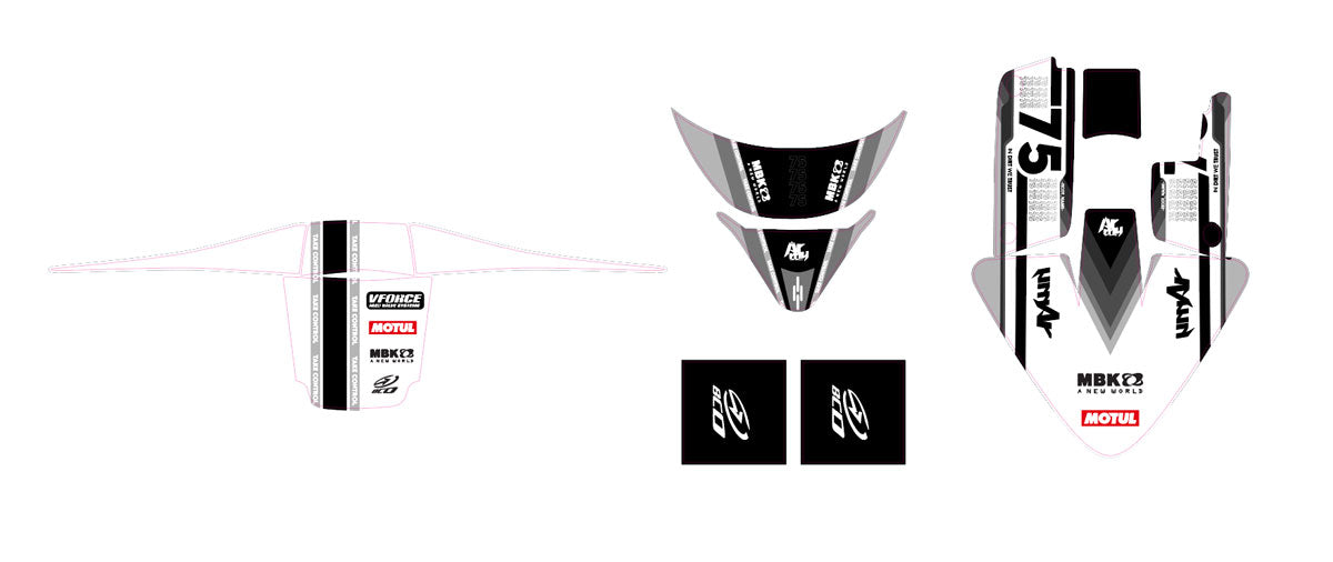 Kit déco MBK Booster RX BCD/Yamaha BW's RX BCD Army Greys | autocollants moto | personnalisation 50cc | armysctv