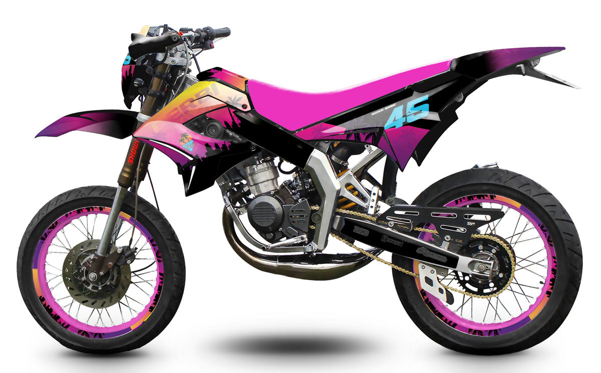 50cc Graphics kit Derbi Senda TNT Tuning Miami | motorcycle stickers | 50cc customization | armysctv