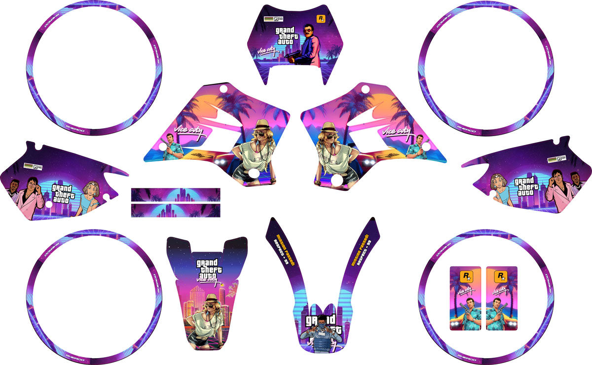 Kit déco Sherco HRD 50cc 1998-2005 Vice city | autocollants moto | personnalisation 50cc | armysctv