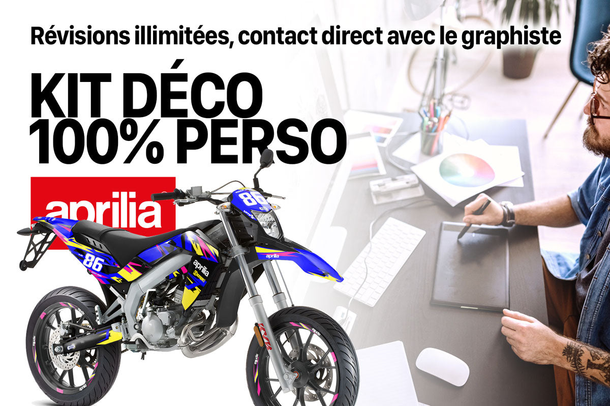 Kit déco 100% perso Aprilia 50cc SX/RX 2006-2017 | autocollants moto | personnalisation 50cc | armysctv