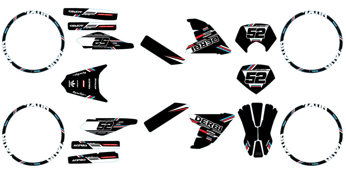 Kit déco Derbi Senda DRD Evo 50cc Black Cat | autocollants moto | personnalisation 50cc | armysctv