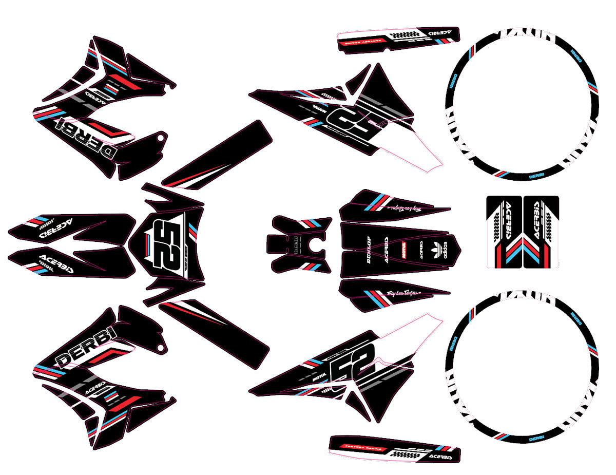 Kit déco 50cc Derbi Senda TNT Tuning Black Cat | autocollants moto | personnalisation 50cc | armysctv